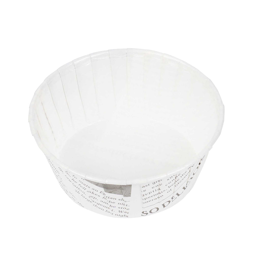 Panificio 5 oz Round Newsprint Paper Large Baking Cup - Pleated - 3 3/4" x 3 3/4" x 1 1/2" - 200 count box