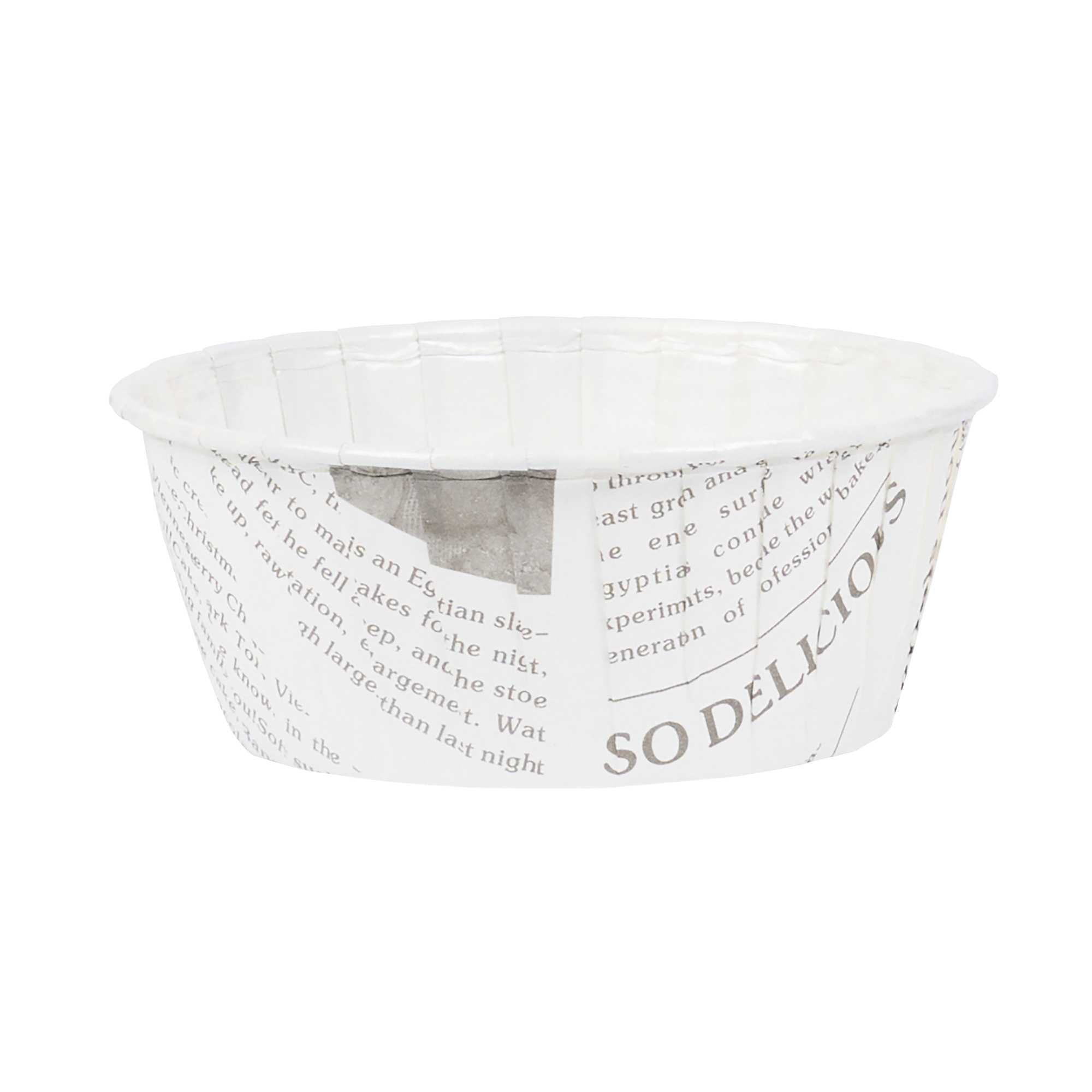 Panificio 5 oz Round Newsprint Paper Large Baking Cup - Pleated - 3 3/4" x 3 3/4" x 1 1/2" - 200 count box