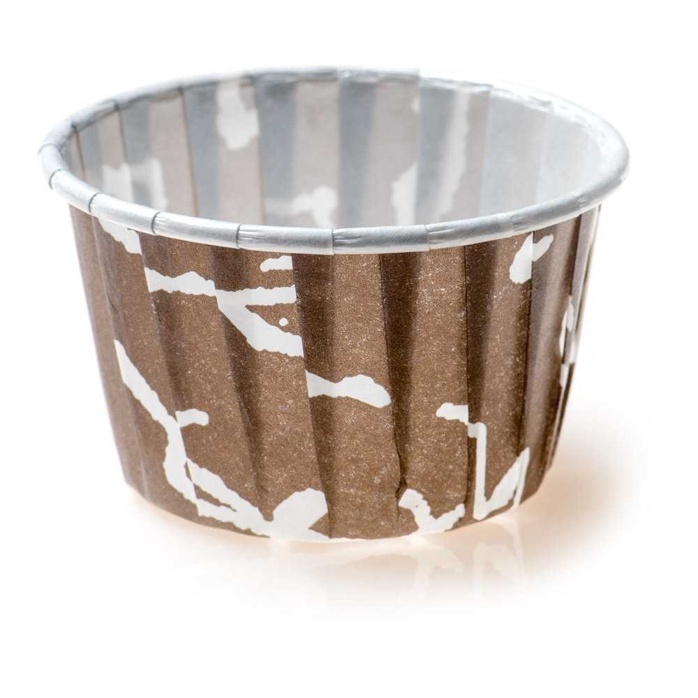 Panificio 1 oz Round Chocolate Wisp Paper Small Baking Cup - Pleated - 2" x 2" x 1 1/4" - 200 count box