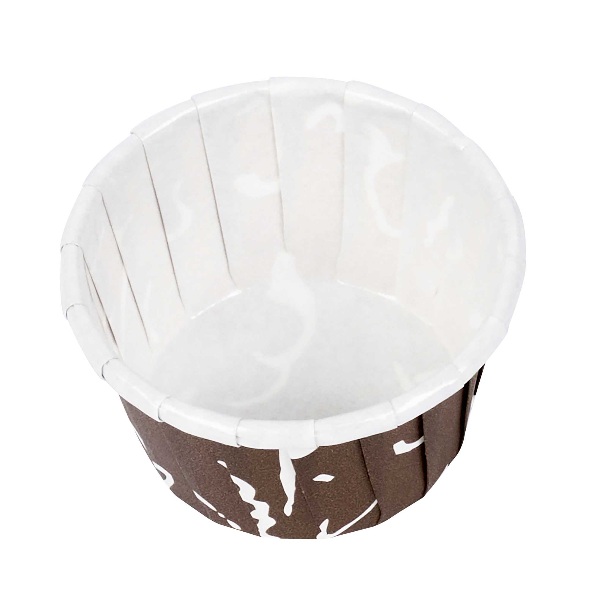 Panificio 1 oz Round Chocolate Wisp Paper Small Baking Cup - Pleated - 2" x 2" x 1 1/4" - 200 count box
