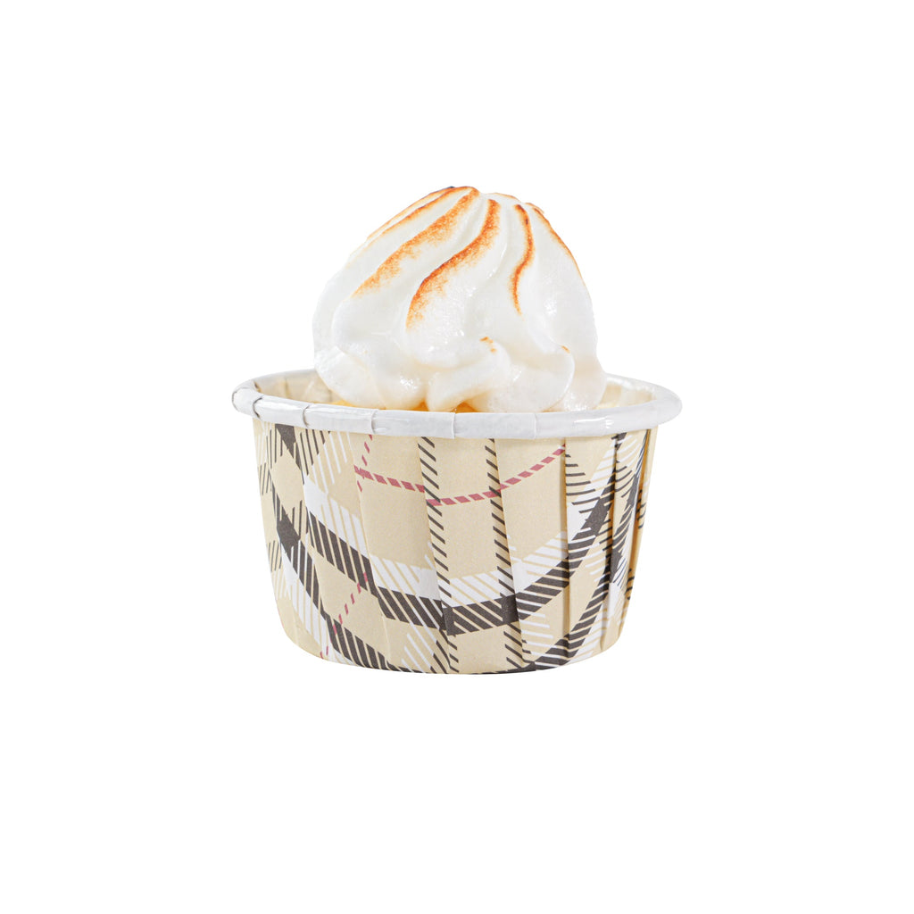 Panificio 1 oz Round Plaid Paper Small Baking Cup - Pleated - 2" x 2" x 1 1/4" - 200 count box