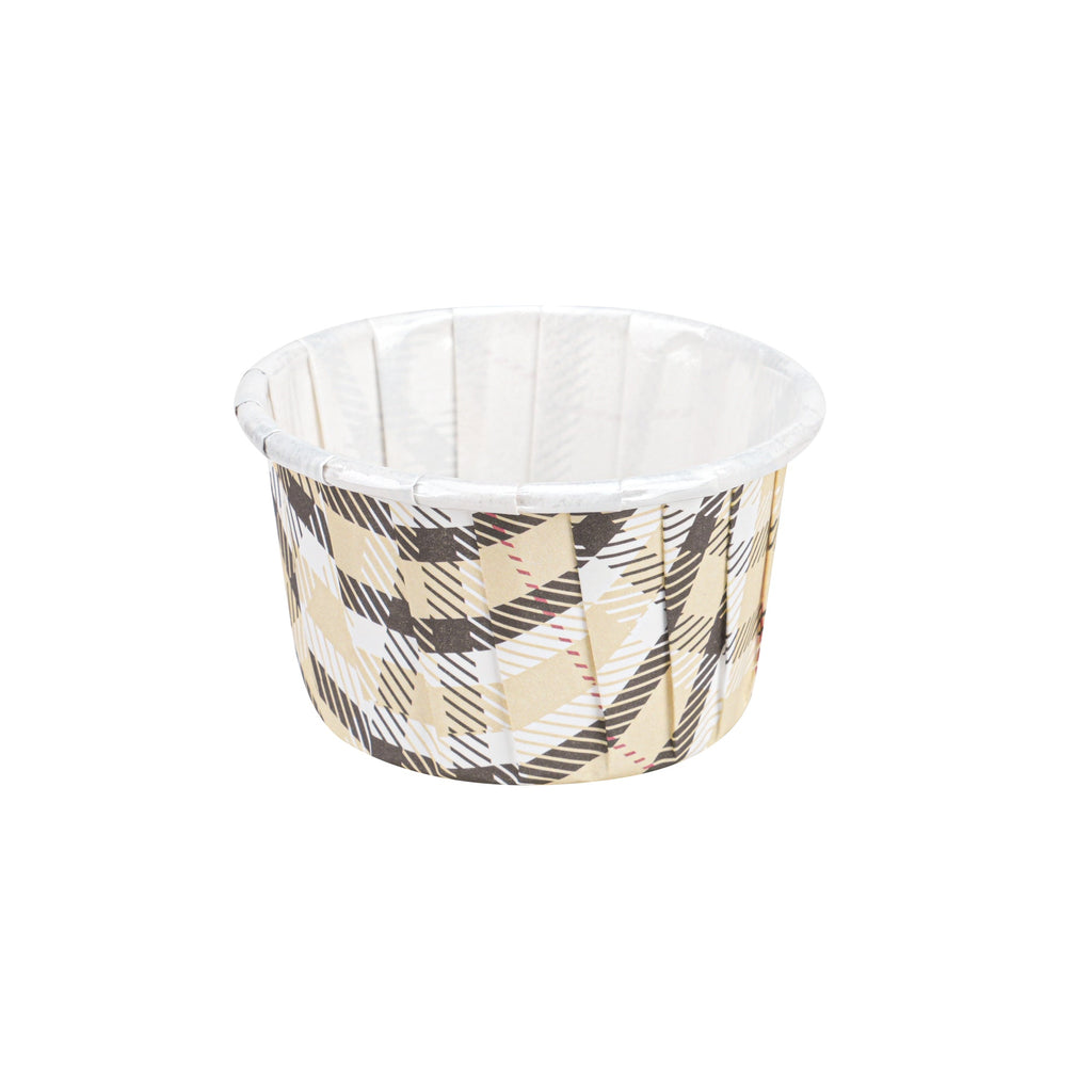 Panificio 1 oz Round Plaid Paper Small Baking Cup - Pleated - 2" x 2" x 1 1/4" - 200 count box