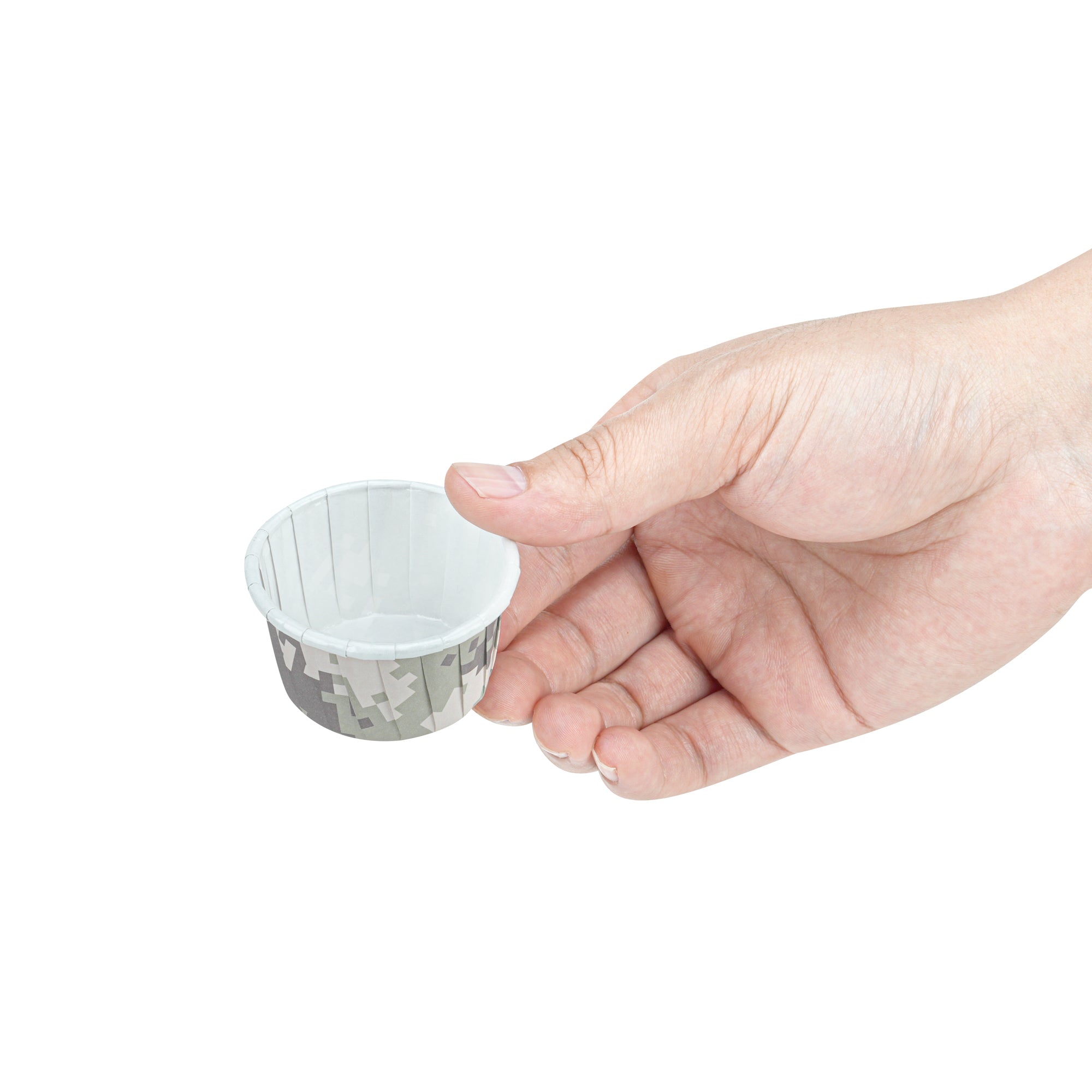 Panificio 1 oz Round Camouflage Paper Small Baking Cup - Pleated - 2" x 2" x 1 1/4" - 200 count box