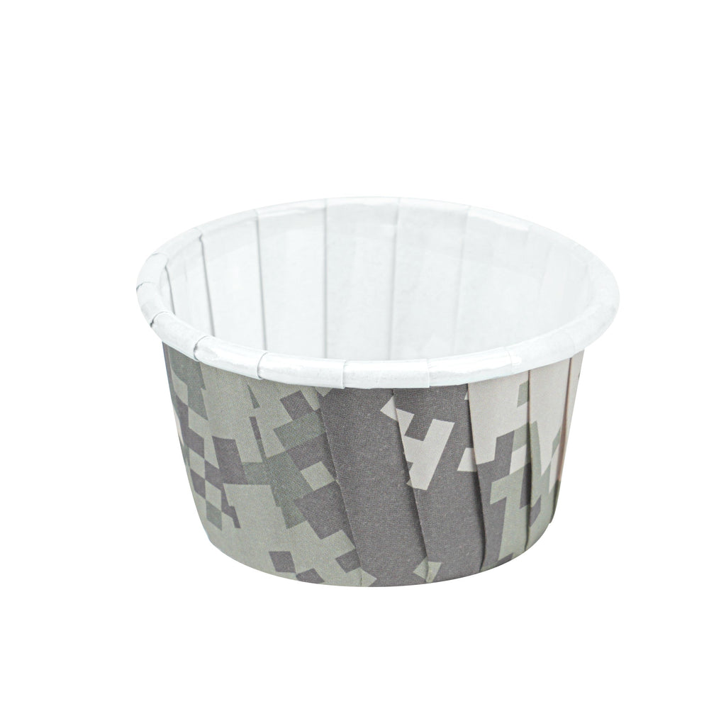 Panificio 1 oz Round Camouflage Paper Small Baking Cup - Pleated - 2" x 2" x 1 1/4" - 200 count box