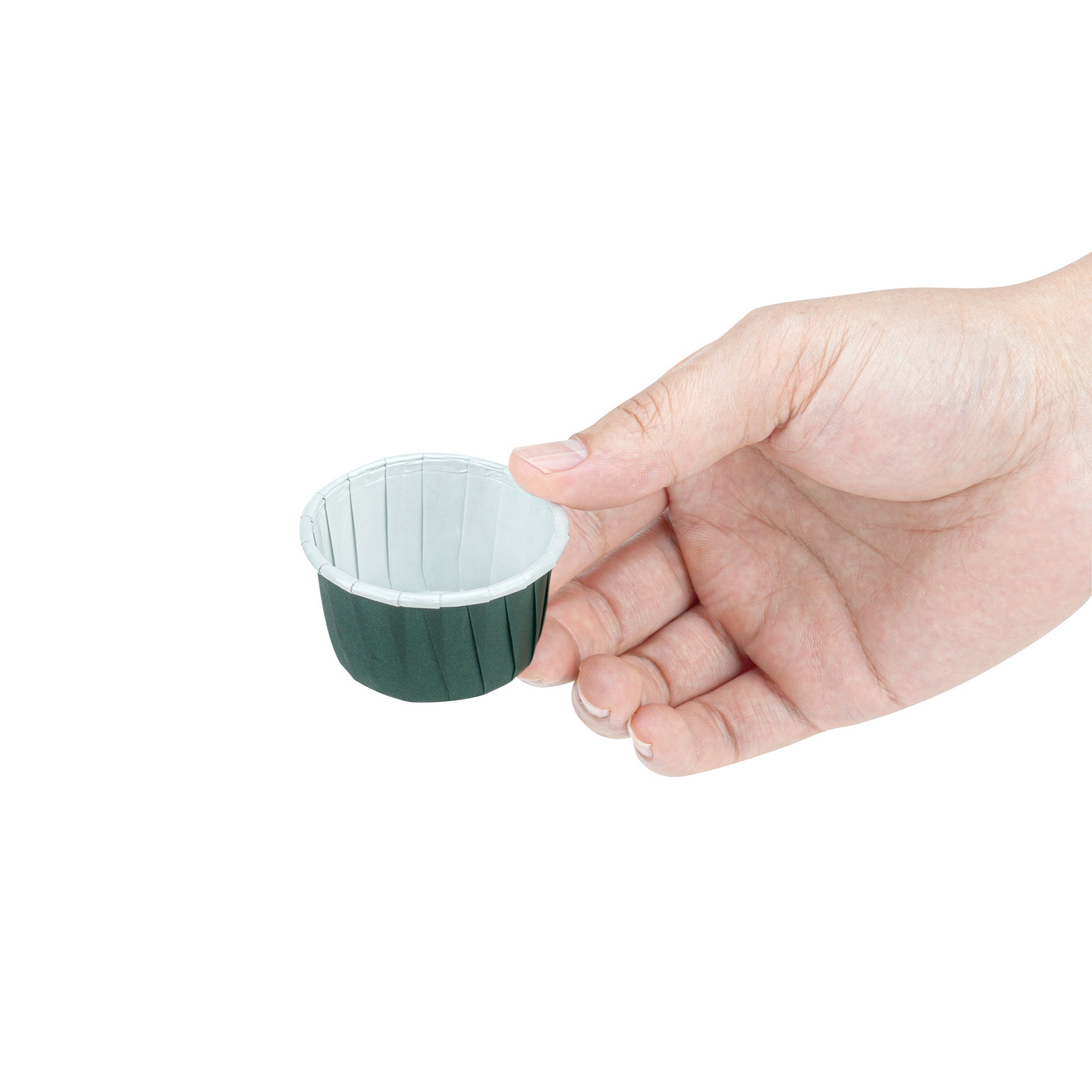 Panificio 1 oz Round Forest Green Paper Small Baking Cup - Pleated - 2" x 2" x 1 1/4" - 200 count box