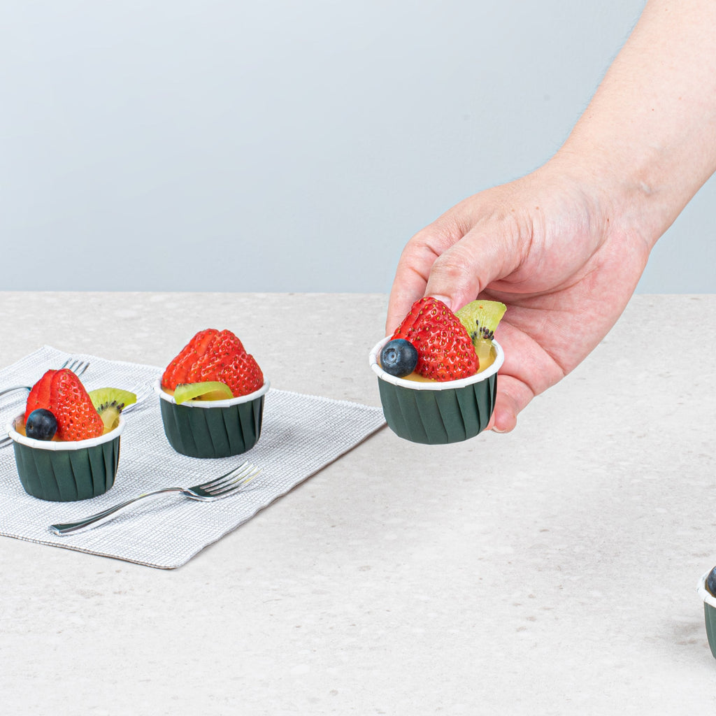 Panificio 1 oz Round Forest Green Paper Small Baking Cup - Pleated - 2" x 2" x 1 1/4" - 200 count box