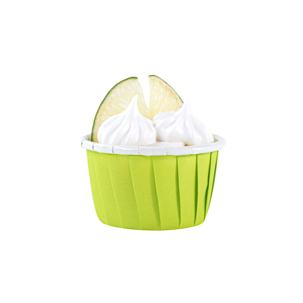 Panificio 1 oz Round Eco Green Paper Small Baking Cup - Pleated - 2" x 2" x 1 1/4" - 200 count box