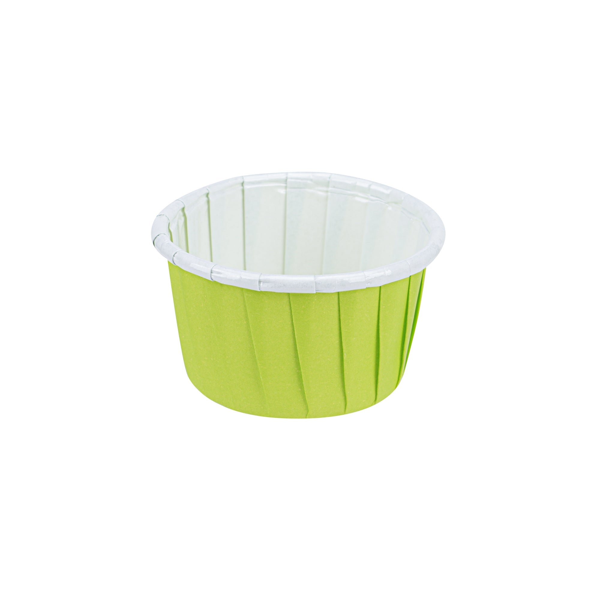 Panificio 1 oz Round Eco Green Paper Small Baking Cup - Pleated - 2" x 2" x 1 1/4" - 200 count box