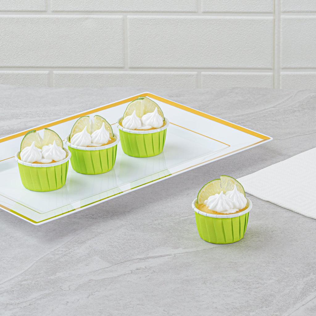 Panificio 1 oz Round Eco Green Paper Small Baking Cup - Pleated - 2" x 2" x 1 1/4" - 200 count box