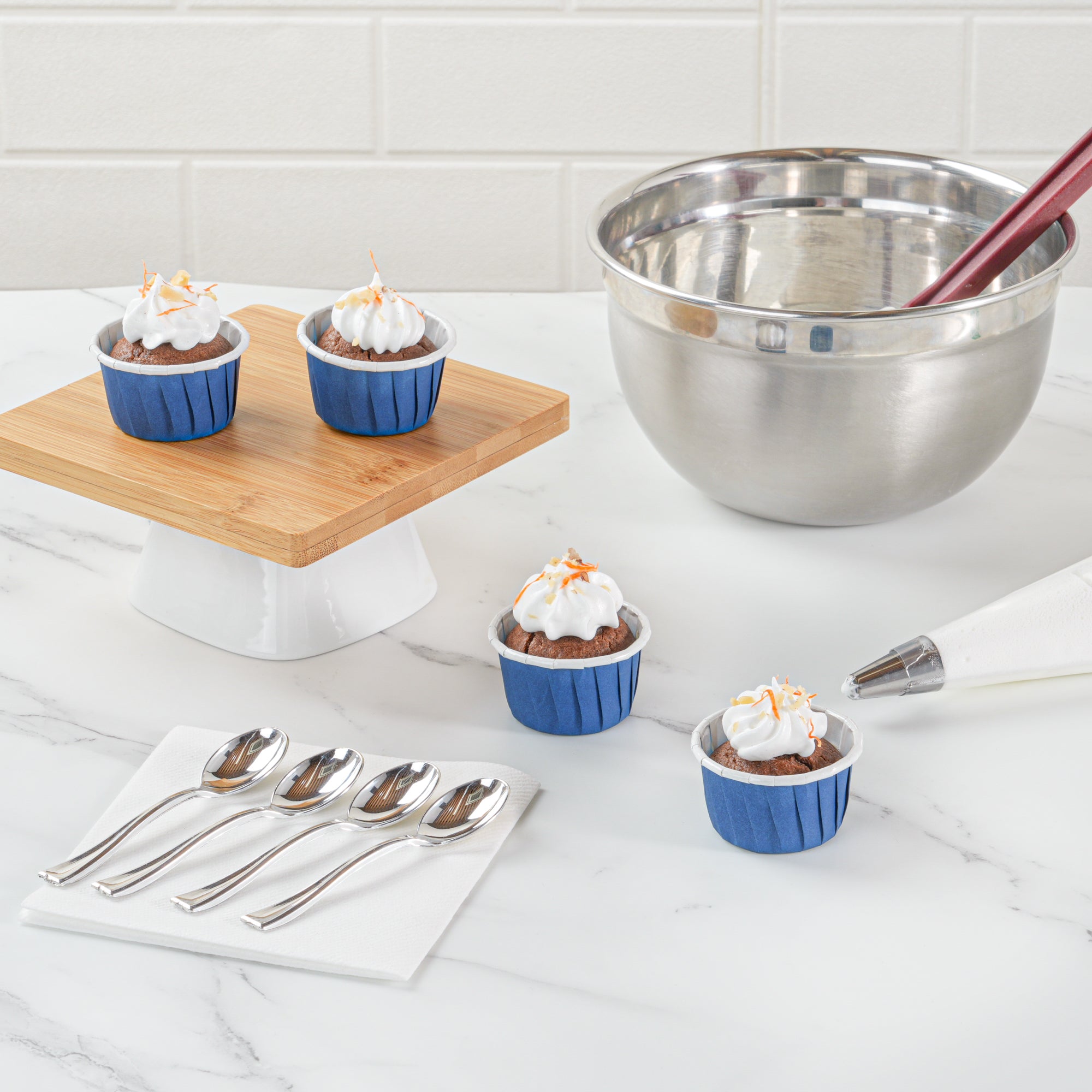 Panificio 1 oz Round Midnight Blue Paper Small Baking Cup - Pleated - 2" x 2" x 1 1/4" - 200 count box
