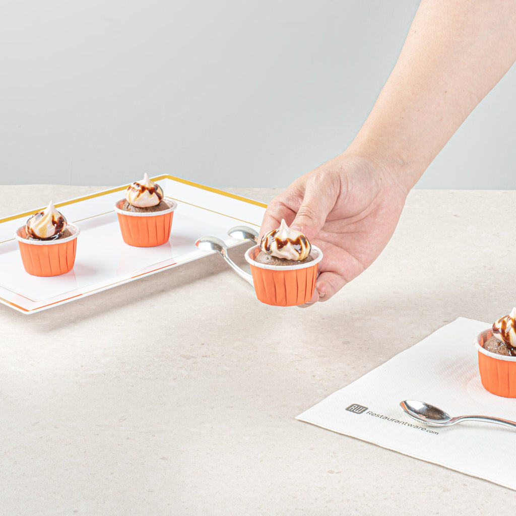 Panificio 1 oz Round Tangerine Orange Paper Small Baking Cup - Pleated - 2" x 2" x 1 1/4" - 200 count box
