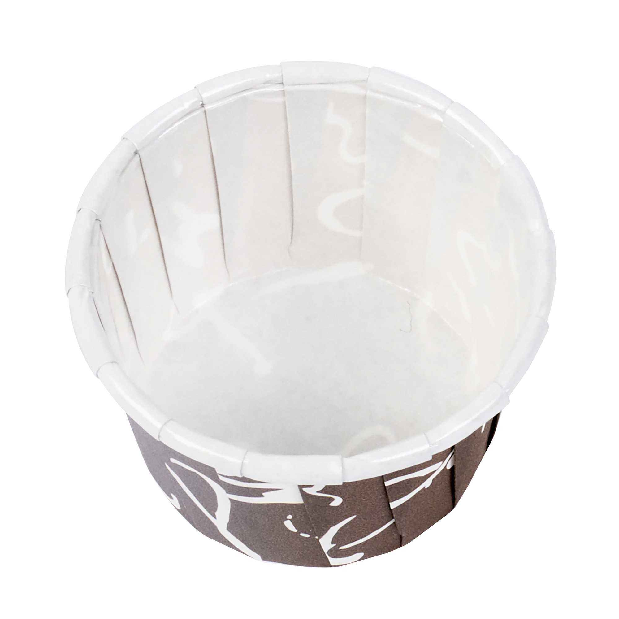Panificio 2 oz Round Chocolate Wisp Paper Medium Baking Cup - Pleated - 2 1/4" x 2 1/4" x 1 1/2" - 200 count box