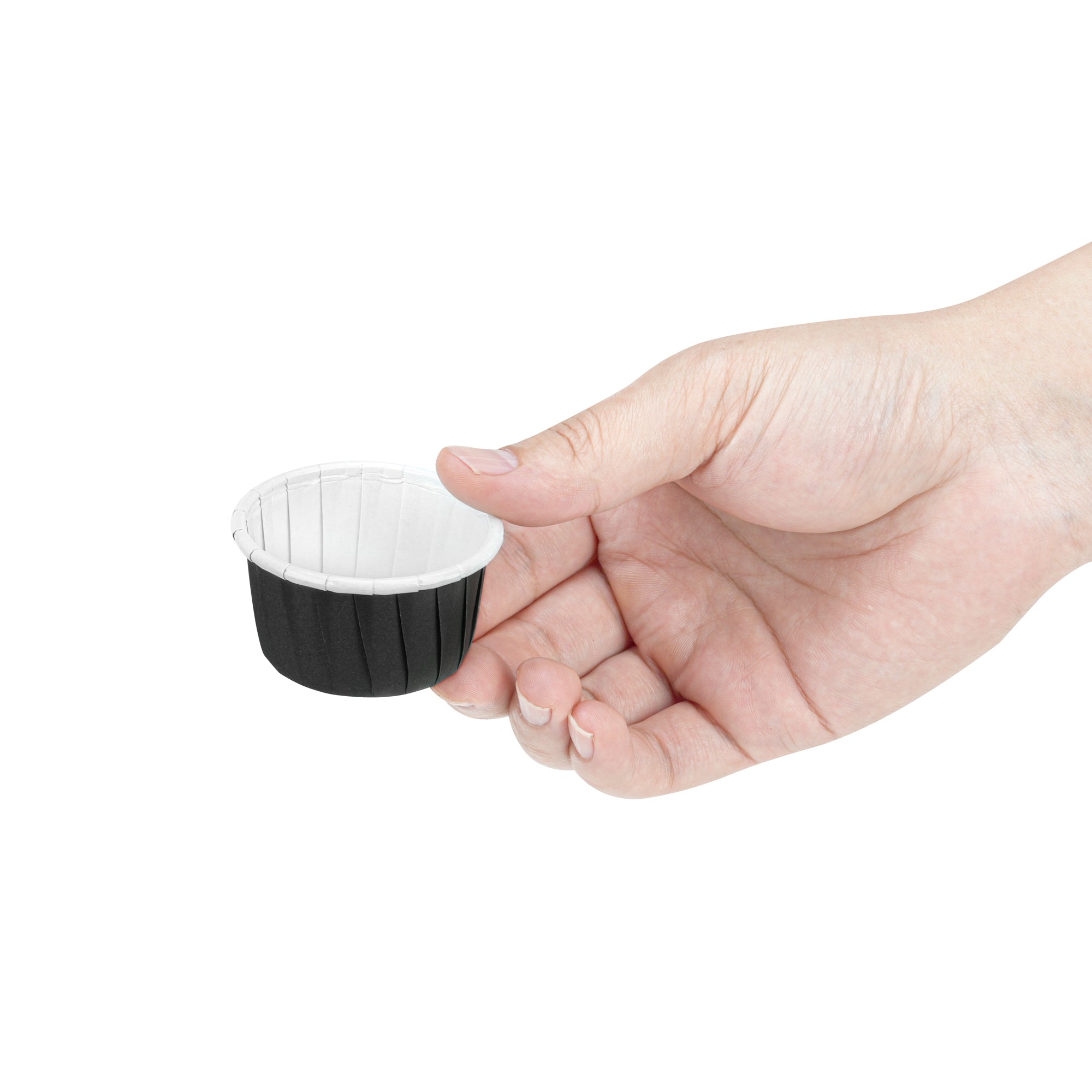 Panificio 2 oz Round Black Paper Medium Baking Cup - Pleated - 2 1/4" x 2 1/4" x 1 1/2" - 200 count box
