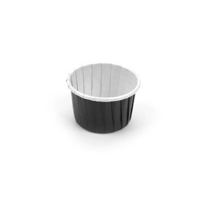 Panificio 2 oz Round Black Paper Medium Baking Cup - Pleated - 2 1/4" x 2 1/4" x 1 1/2" - 200 count box