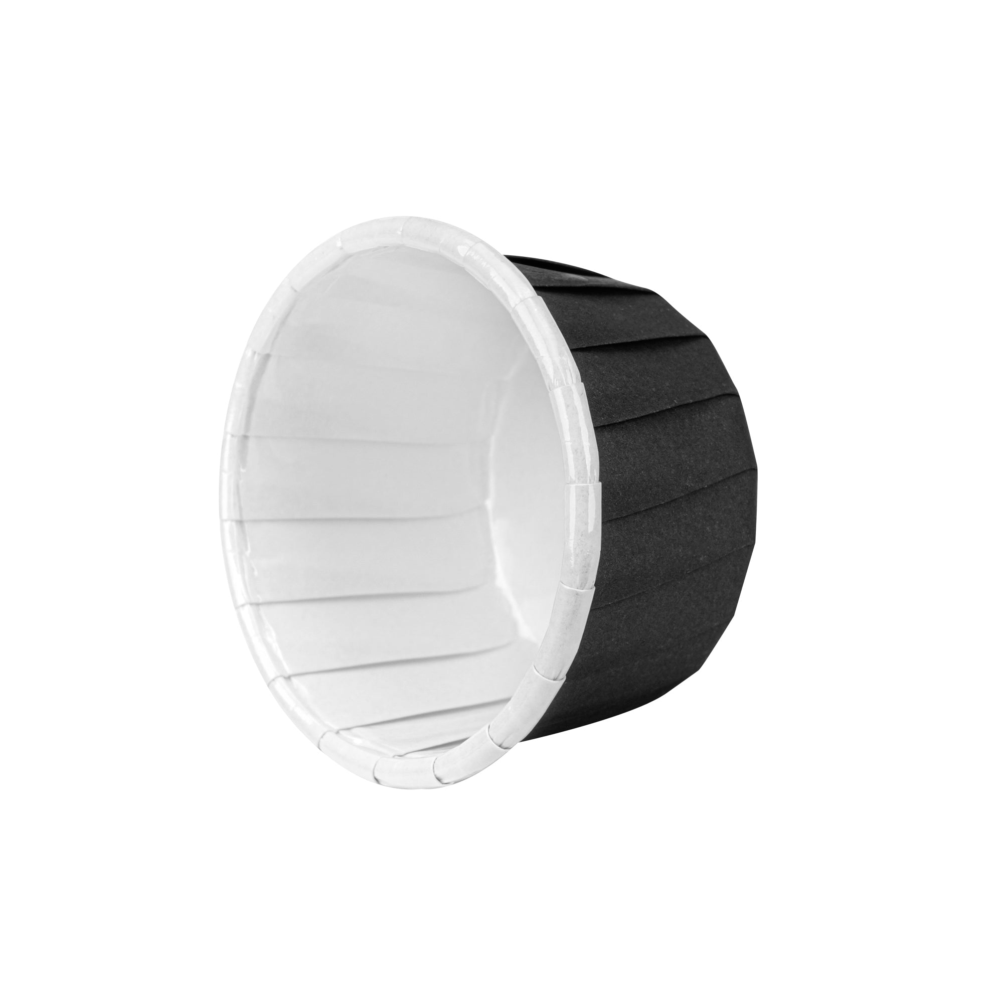 Panificio 2 oz Round Black Paper Medium Baking Cup - Pleated - 2 1/4" x 2 1/4" x 1 1/2" - 200 count box
