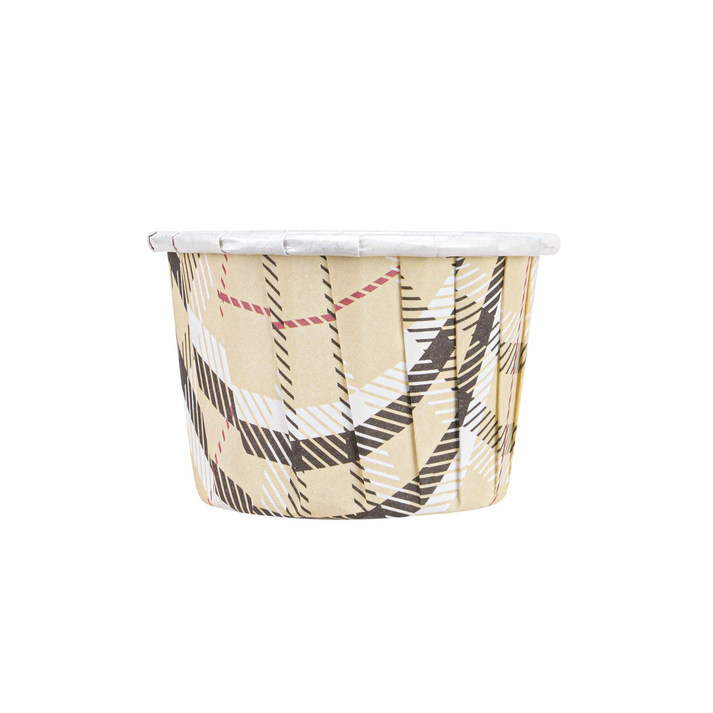 Panificio 2 oz Round Plaid Paper Medium Baking Cup - Pleated - 2 1/4" x 2 1/4" x 1 1/2" - 200 count box