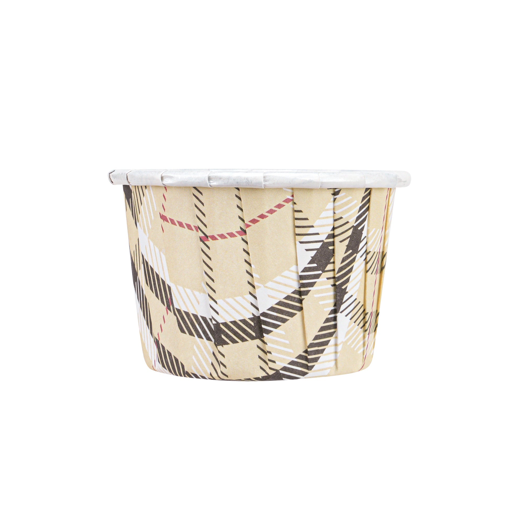 Panificio 2 oz Round Plaid Paper Medium Baking Cup - Pleated - 2 1/4" x 2 1/4" x 1 1/2" - 200 count box