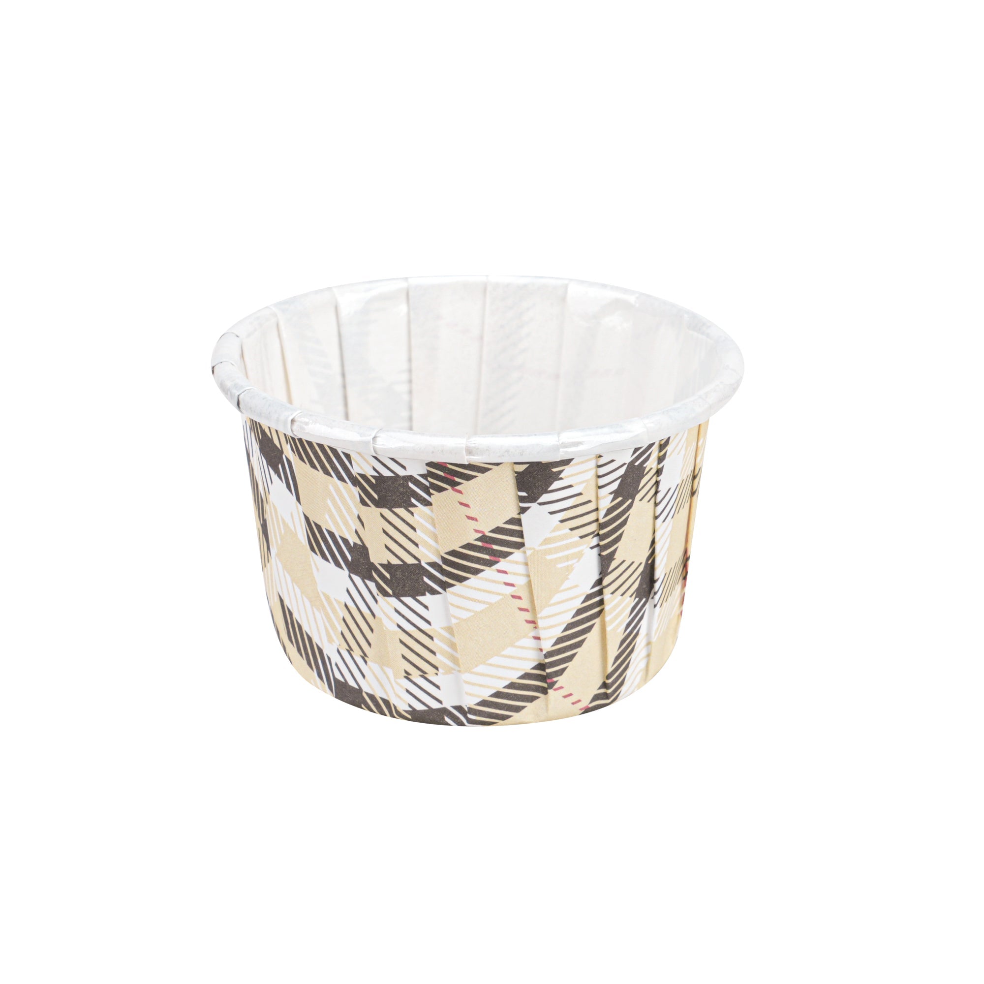 Panificio 2 oz Round Plaid Paper Medium Baking Cup - Pleated - 2 1/4" x 2 1/4" x 1 1/2" - 200 count box