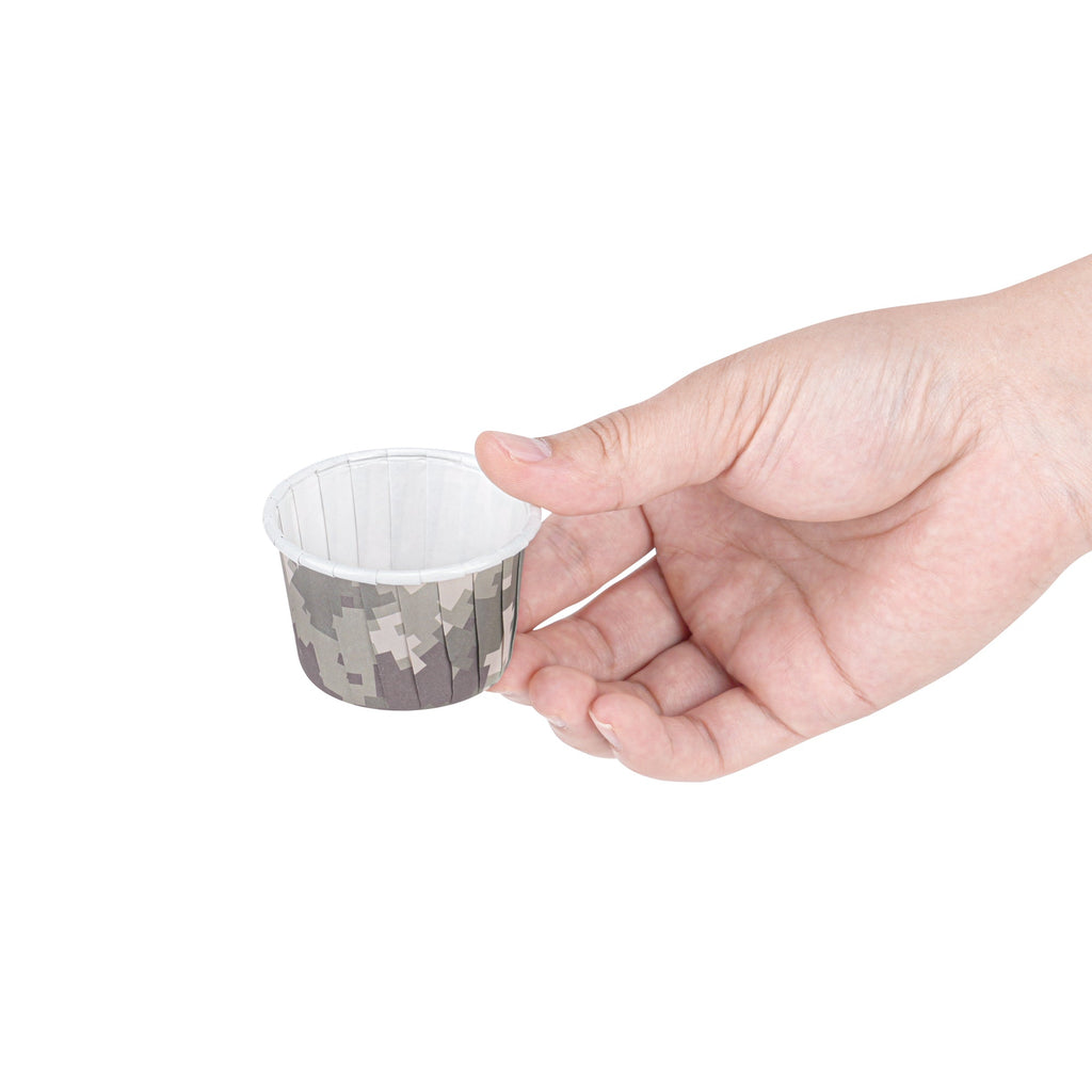 Panificio 2 oz Round Camouflage Paper Medium Baking Cup - Pleated - 2 1/4" x 2 1/4" x 1 1/2" - 200 count box