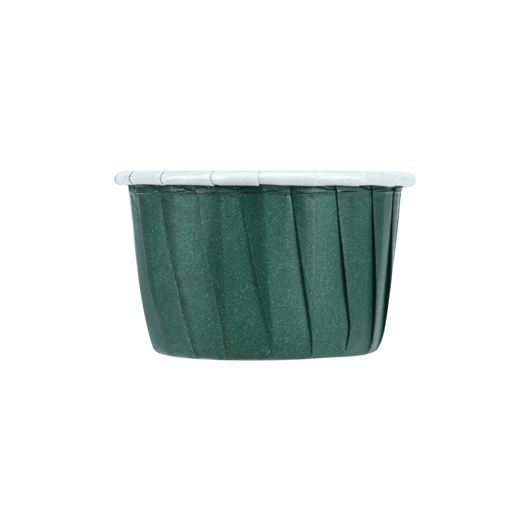 Panificio 2 oz Round Forest Green Paper Medium Baking Cup - Pleated - 2 1/4" x 2 1/4" x 1 1/2" - 200 count box