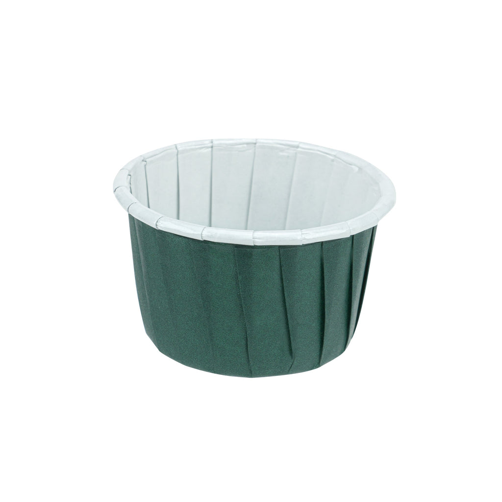 Panificio 2 oz Round Forest Green Paper Medium Baking Cup - Pleated - 2 1/4" x 2 1/4" x 1 1/2" - 200 count box