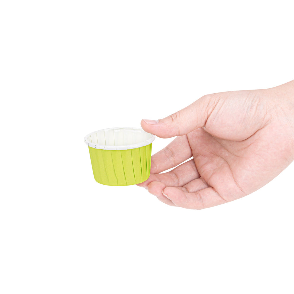 Panificio 2 oz Round Eco Green Paper Medium Baking Cup - Pleated - 2 1/4" x 2 1/4" x 1 1/2" - 200 count box
