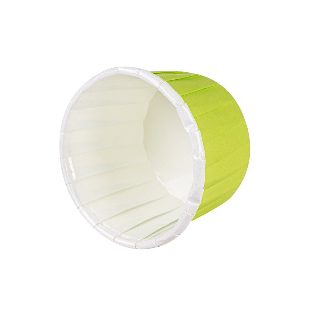 Panificio 2 oz Round Eco Green Paper Medium Baking Cup - Pleated - 2 1/4" x 2 1/4" x 1 1/2" - 200 count box