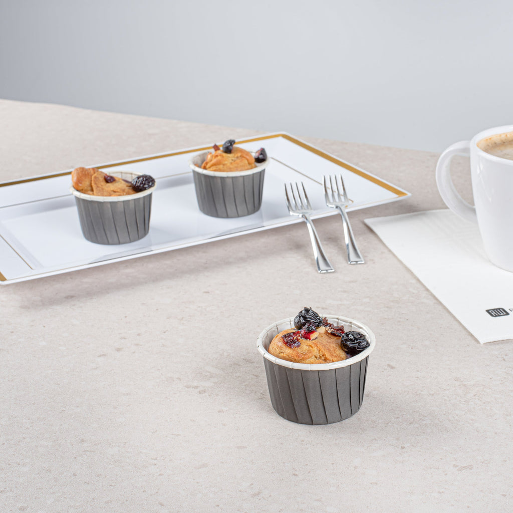 Panificio 2 oz Round Gray Paper Medium Baking Cup - Pleated - 2 1/4" x 2 1/4" x 1 1/2" - 200 count box
