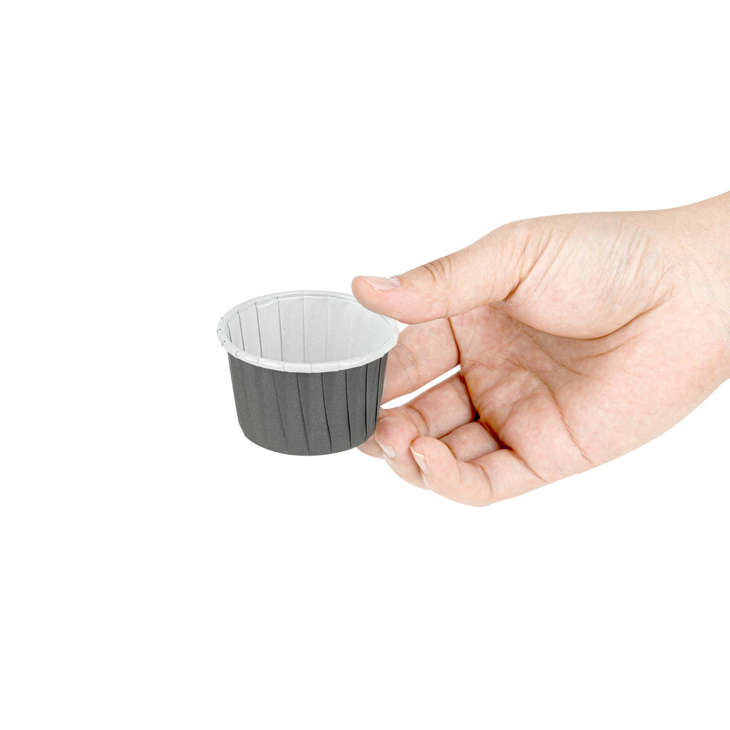 Panificio 2 oz Round Gray Paper Medium Baking Cup - Pleated - 2 1/4" x 2 1/4" x 1 1/2" - 200 count box