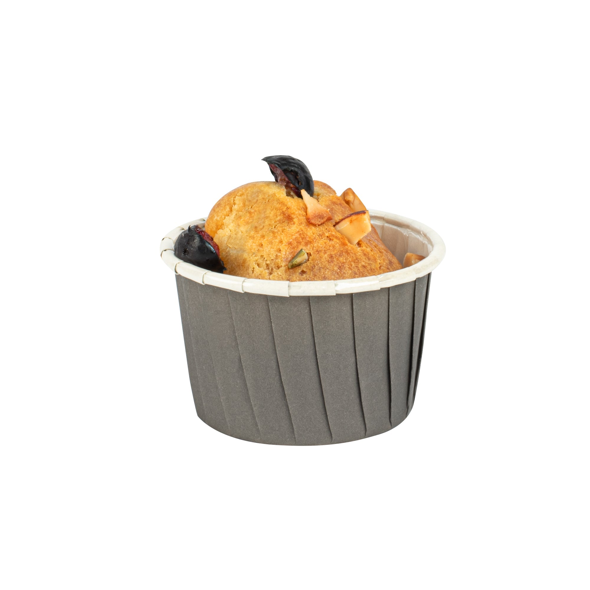 Panificio 2 oz Round Gray Paper Medium Baking Cup - Pleated - 2 1/4" x 2 1/4" x 1 1/2" - 200 count box
