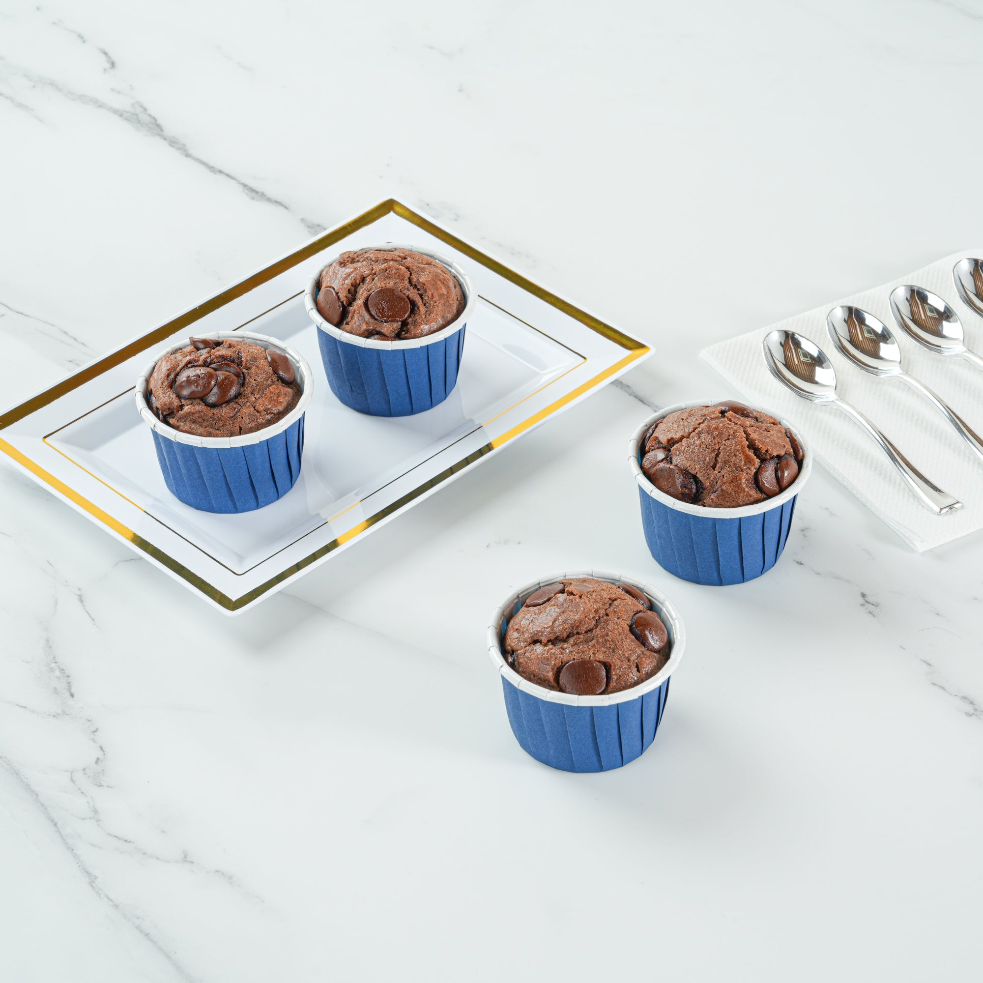 Panificio 2 oz Round Midnight Blue Paper Medium Baking Cup - Pleated - 2 1/4" x 2 1/4" x 1 1/2" - 200 count box