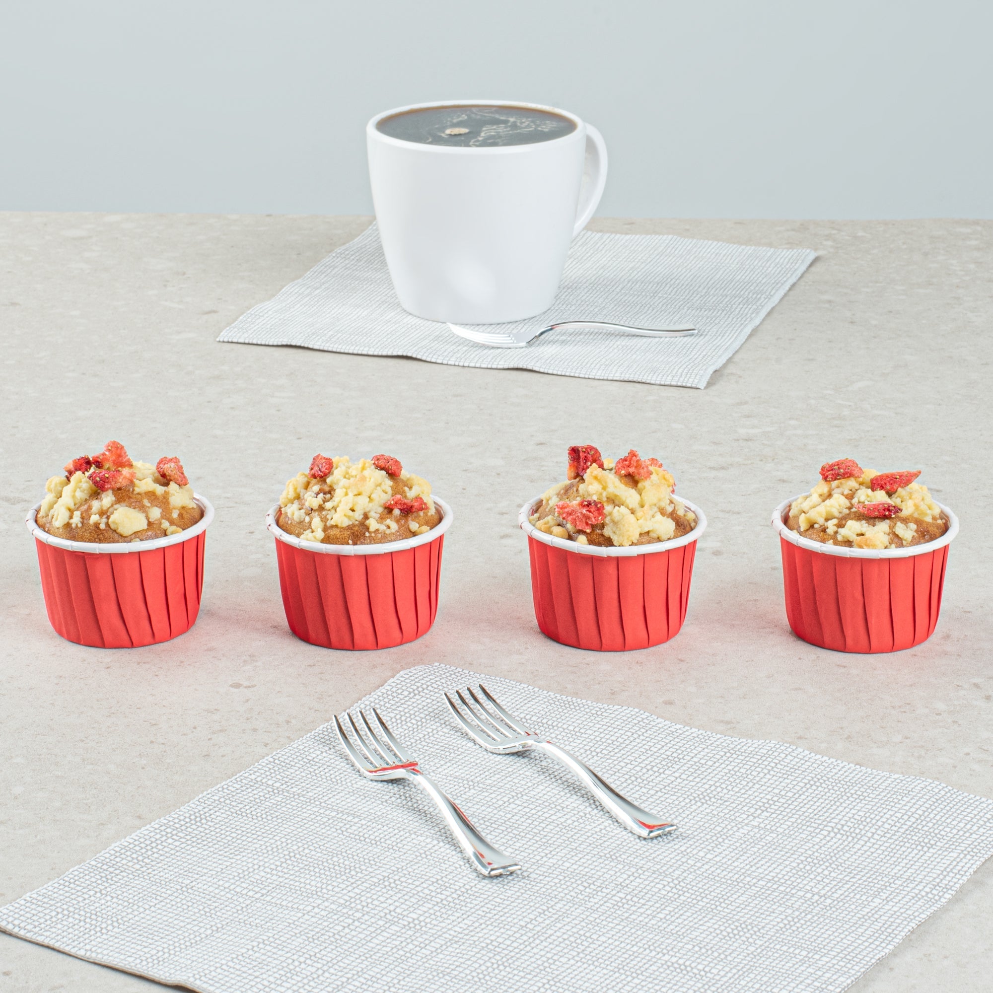 Panificio 2 oz Round Red Paper Medium Baking Cup - Pleated - 2 1/4" x 2 1/4" x 1 1/2" - 200 count box