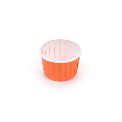Panificio 2 oz Round Tangerine Orange Paper Medium Baking Cup - Pleated - 2 1/4" x 2 1/4" x 1 1/2" - 200 count box