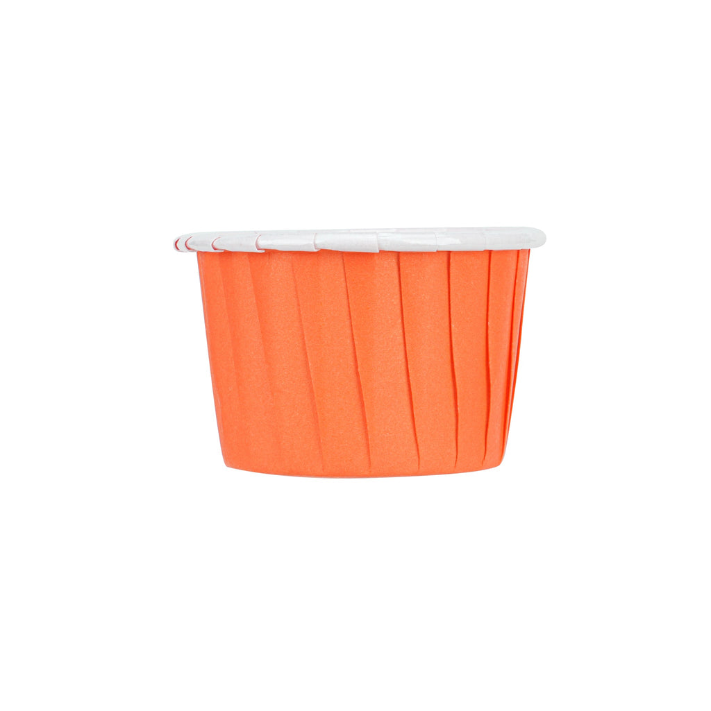 Panificio 2 oz Round Tangerine Orange Paper Medium Baking Cup - Pleated - 2 1/4" x 2 1/4" x 1 1/2" - 200 count box