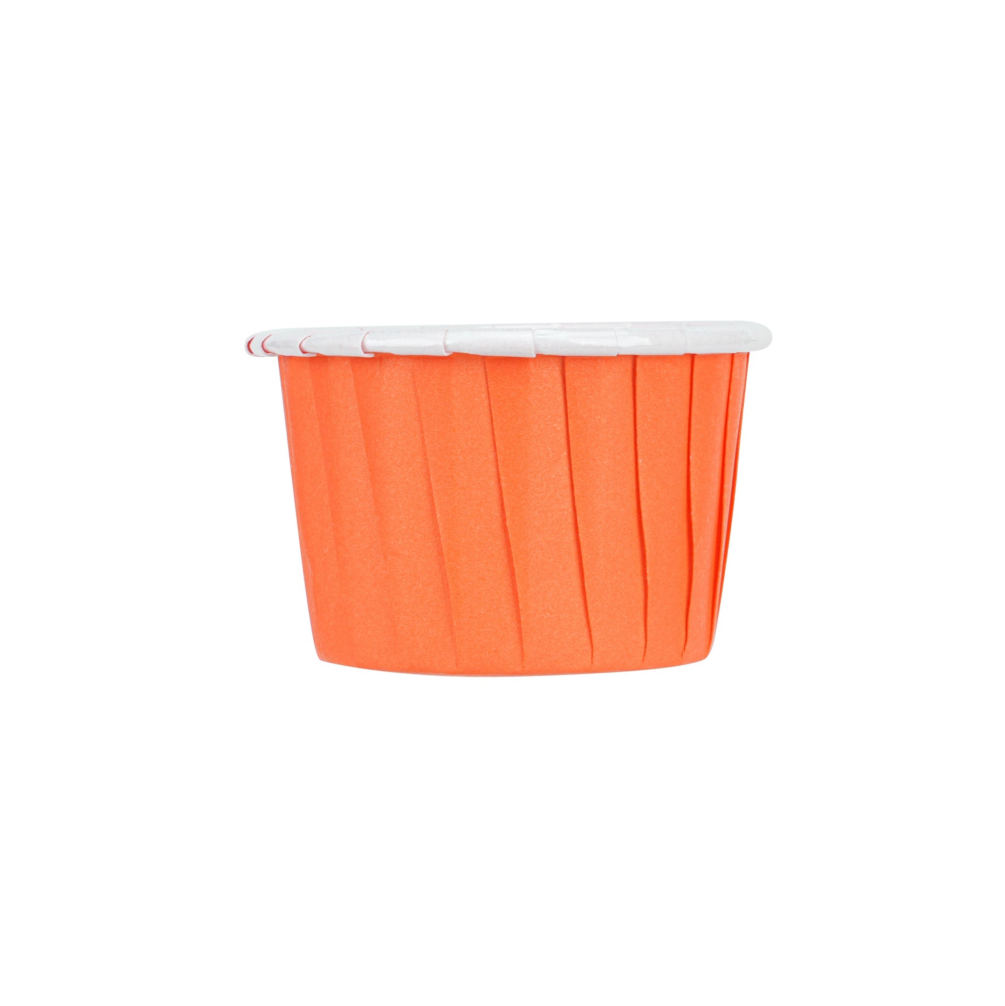 Panificio 2 oz Round Tangerine Orange Paper Medium Baking Cup - Pleated - 2 1/4" x 2 1/4" x 1 1/2" - 200 count box