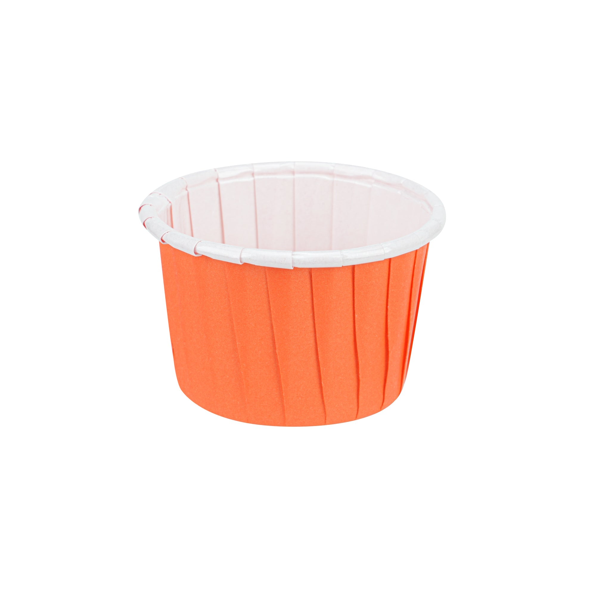 Panificio 2 oz Round Tangerine Orange Paper Medium Baking Cup - Pleated - 2 1/4" x 2 1/4" x 1 1/2" - 200 count box