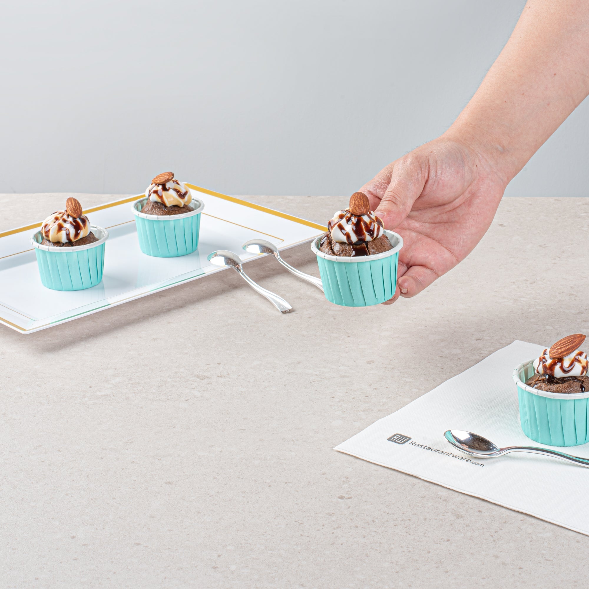 Panificio 2 oz Round Turquoise Paper Medium Baking Cup - Pleated - 2 1/4" x 2 1/4" x 1 1/2" - 200 count box