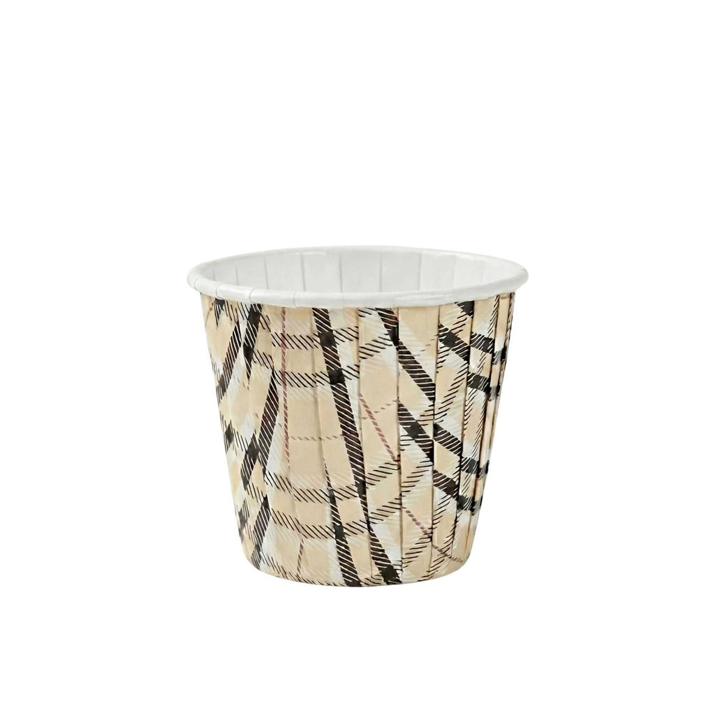 Panificio 4 oz Round Plaid Paper Tall Baking Cup - Pleated - 3" x 3" x 2 3/4" - 200 count box