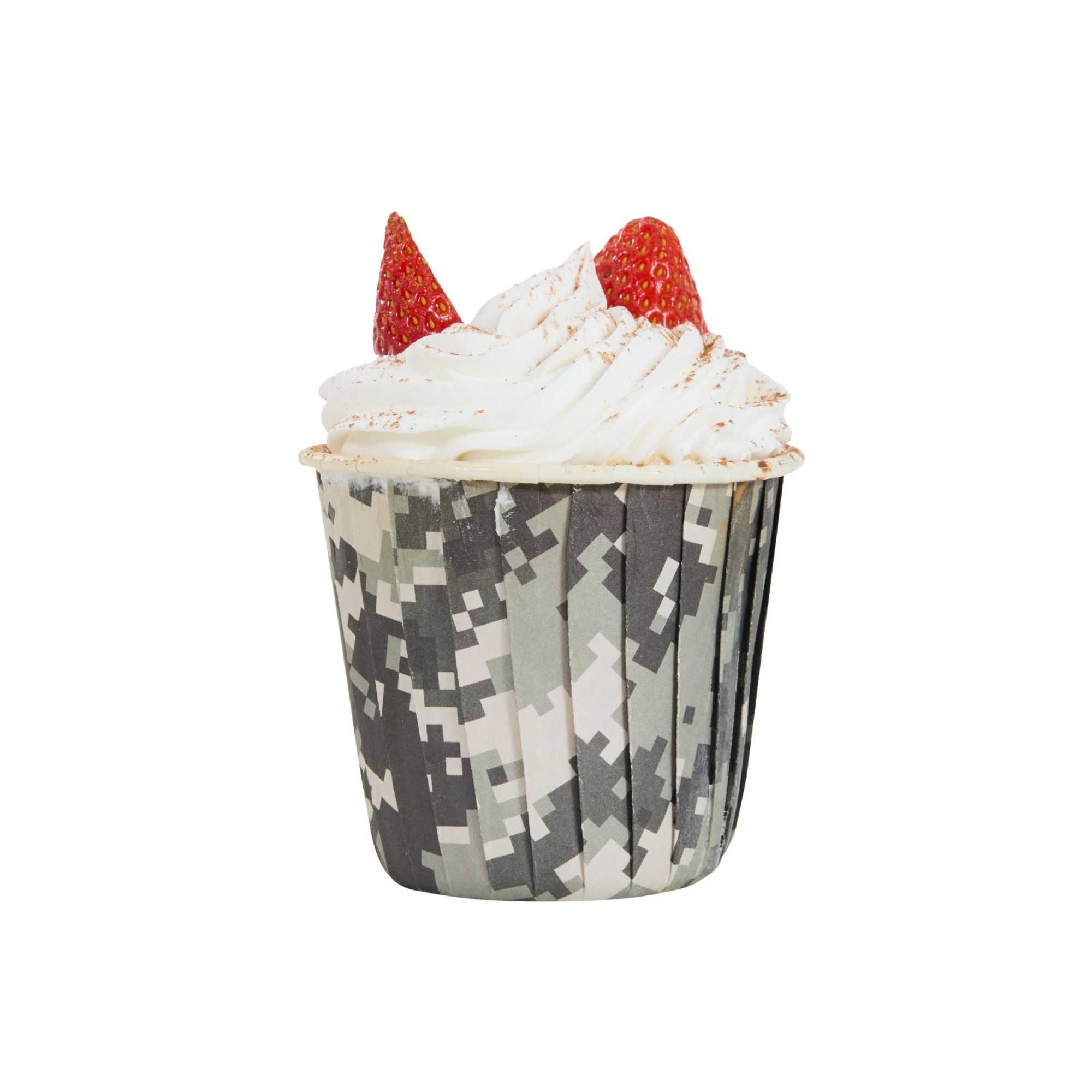 Panificio 4 oz Round Camouflage Paper Tall Baking Cup - Pleated - 3" x 3" x 2 3/4" - 200 count box