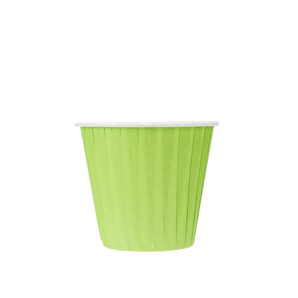 Panificio 4 oz Round Eco Green Paper Tall Baking Cup - Pleated - 3" x 3" x 2 3/4" - 200 count box
