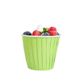 Panificio 4 oz Round Eco Green Paper Tall Baking Cup - Pleated - 3" x 3" x 2 3/4" - 200 count box