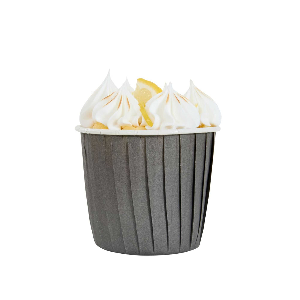 Panificio 4 oz Round Gray Paper Tall Baking Cup - Pleated - 3" x 3" x 2 3/4" - 200 count box