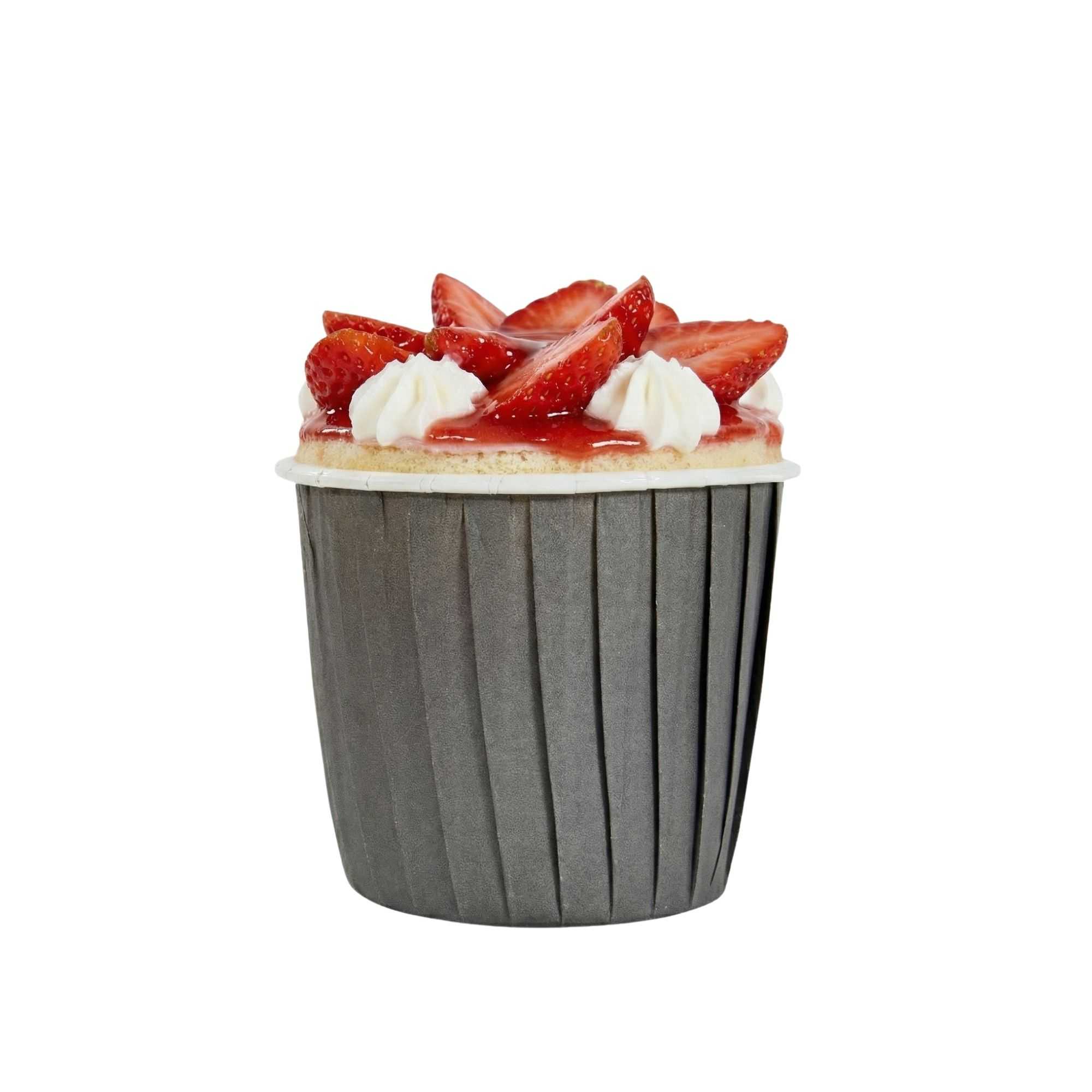 Panificio 4 oz Round Gray Paper Tall Baking Cup - Pleated - 3" x 3" x 2 3/4" - 200 count box
