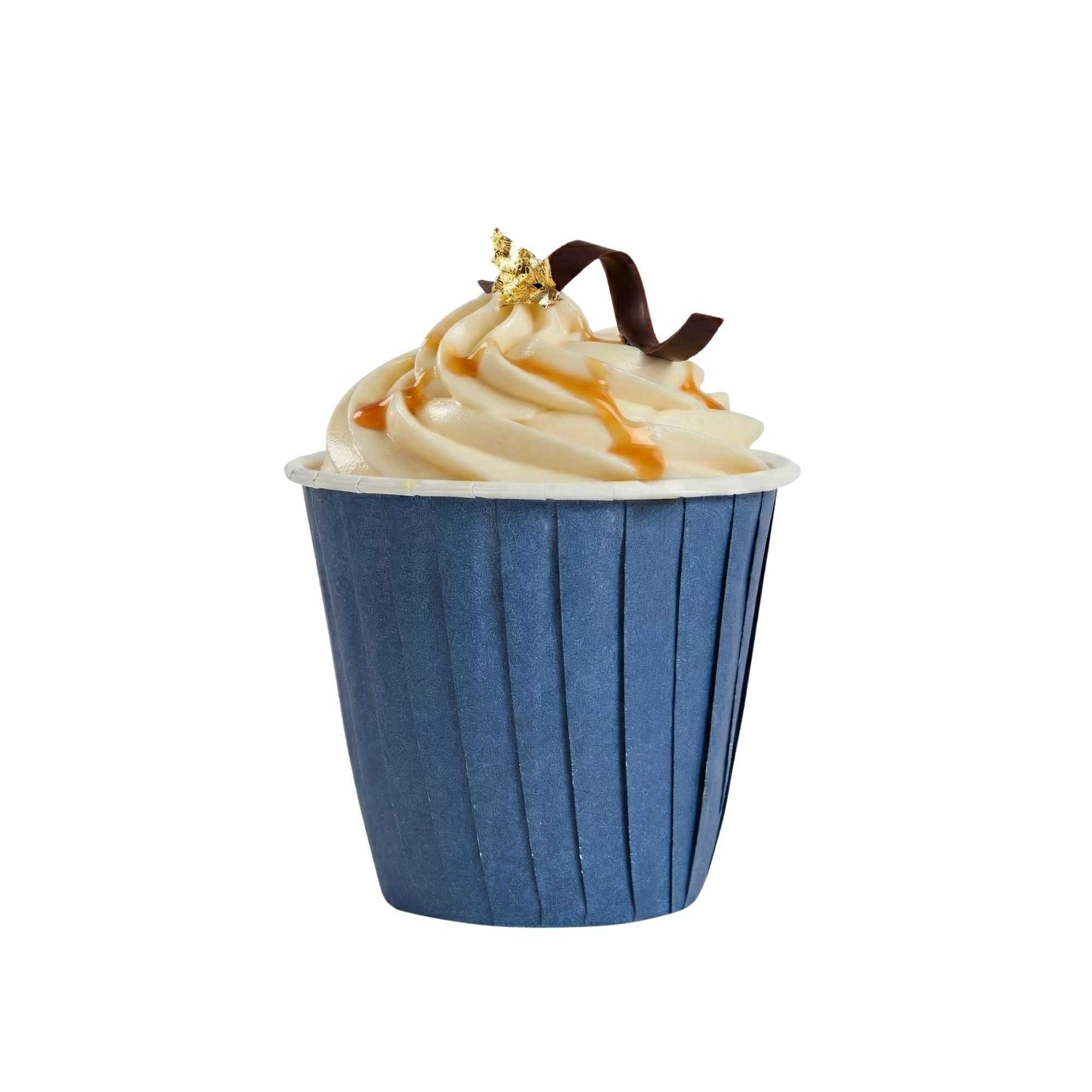 Panificio 4 oz Round Midnight Blue Paper Tall Baking Cup - Pleated - 3" x 3" x 2 3/4" - 200 count box