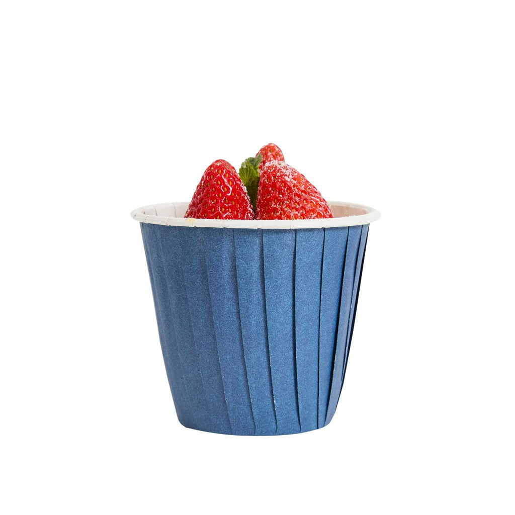 Panificio 4 oz Round Midnight Blue Paper Tall Baking Cup - Pleated - 3" x 3" x 2 3/4" - 200 count box