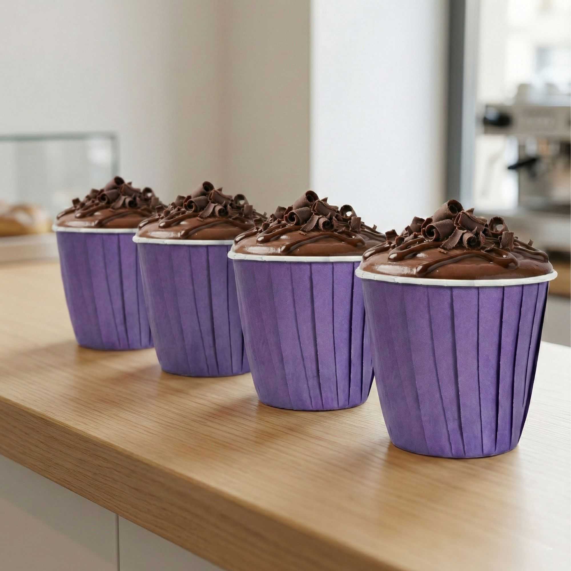 Panificio 4 oz Round Purple Paper Tall Baking Cup - Pleated - 3" x 3" x 2 3/4" - 200 count box
