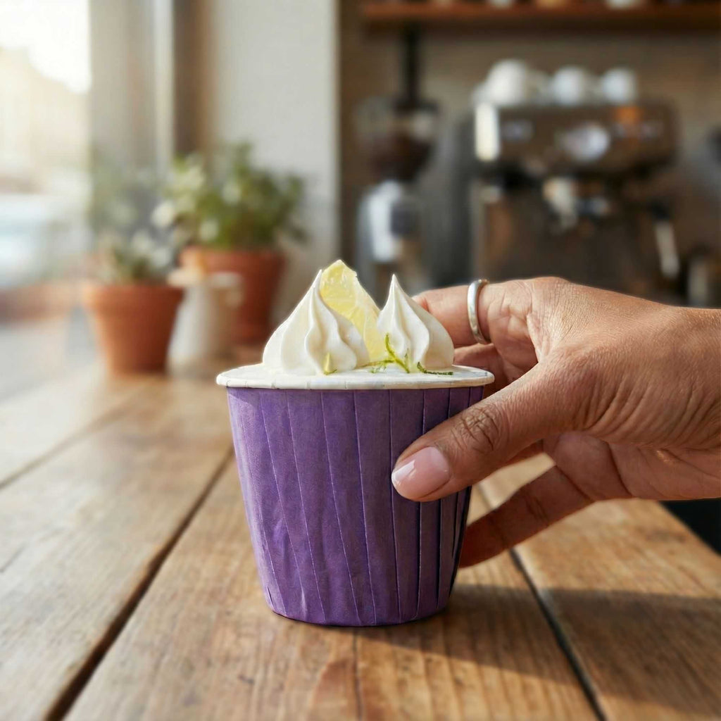 Panificio 4 oz Round Purple Paper Tall Baking Cup - Pleated - 3" x 3" x 2 3/4" - 200 count box