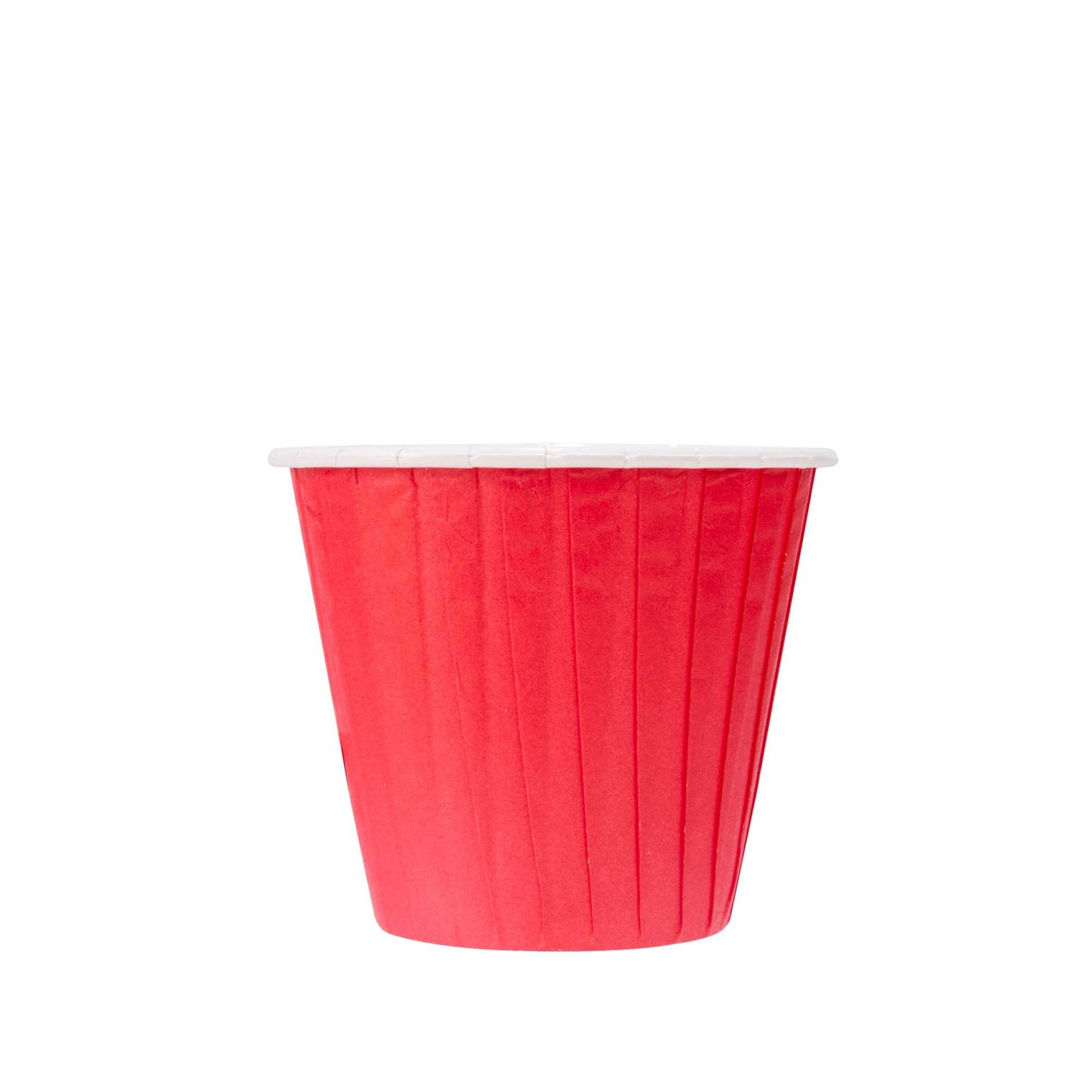 Panificio 4 oz Round Red Paper Tall Baking Cup - Pleated - 3" x 3" x 2 3/4" - 200 count box