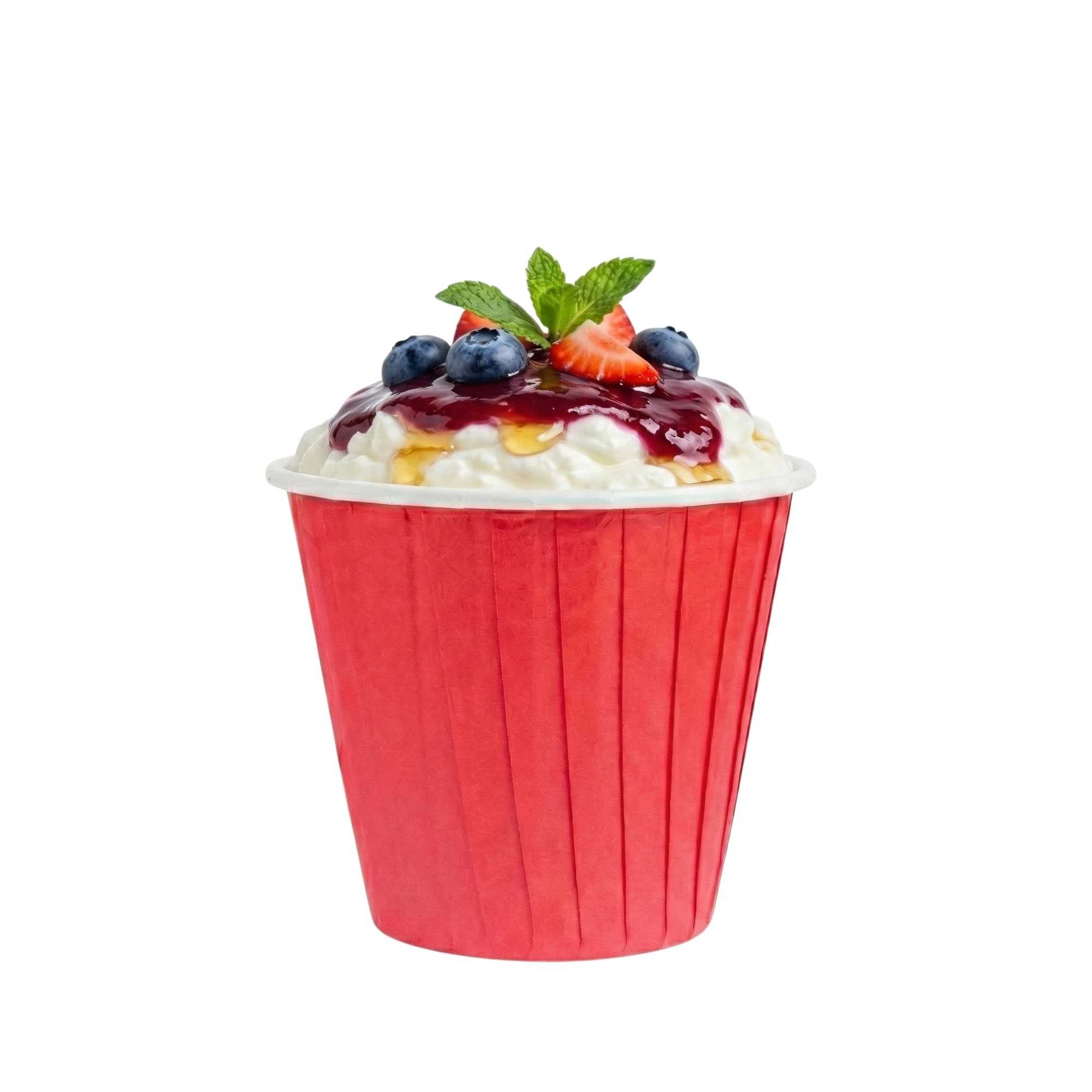 Panificio 4 oz Round Red Paper Tall Baking Cup - Pleated - 3" x 3" x 2 3/4" - 200 count box