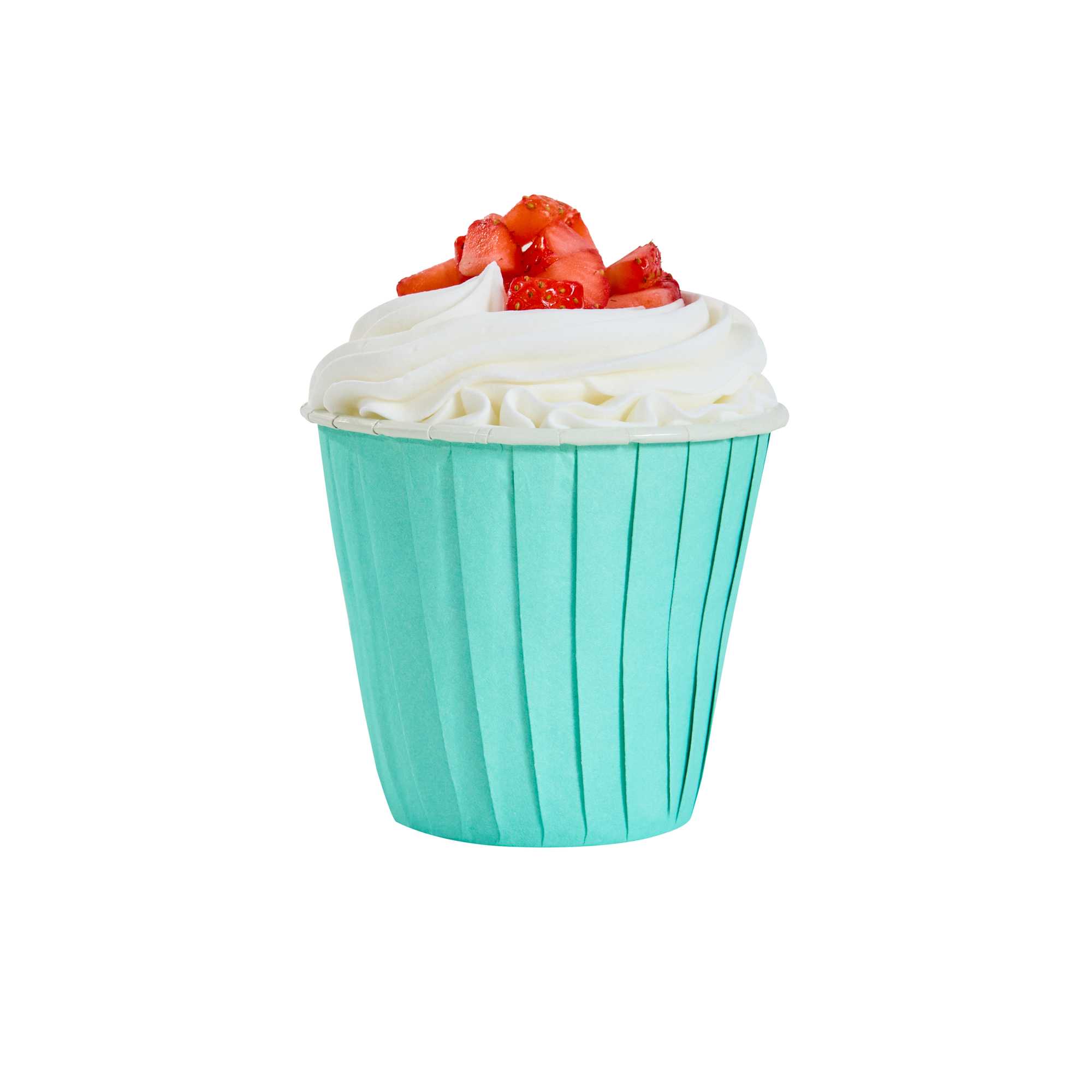 Panificio 4 oz Round Turquoise Paper Tall Baking Cup - Pleated - 3" x 3" x 2 3/4" - 200 count box